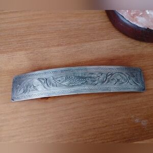 Engraved Silver Hair Clip